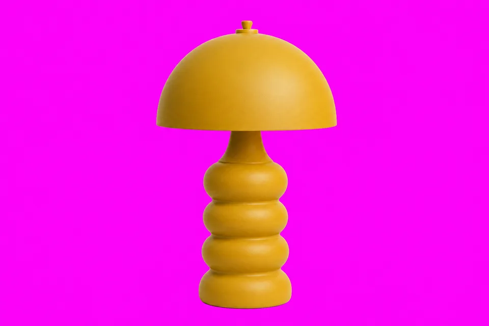 Yellow lamp on a purple background